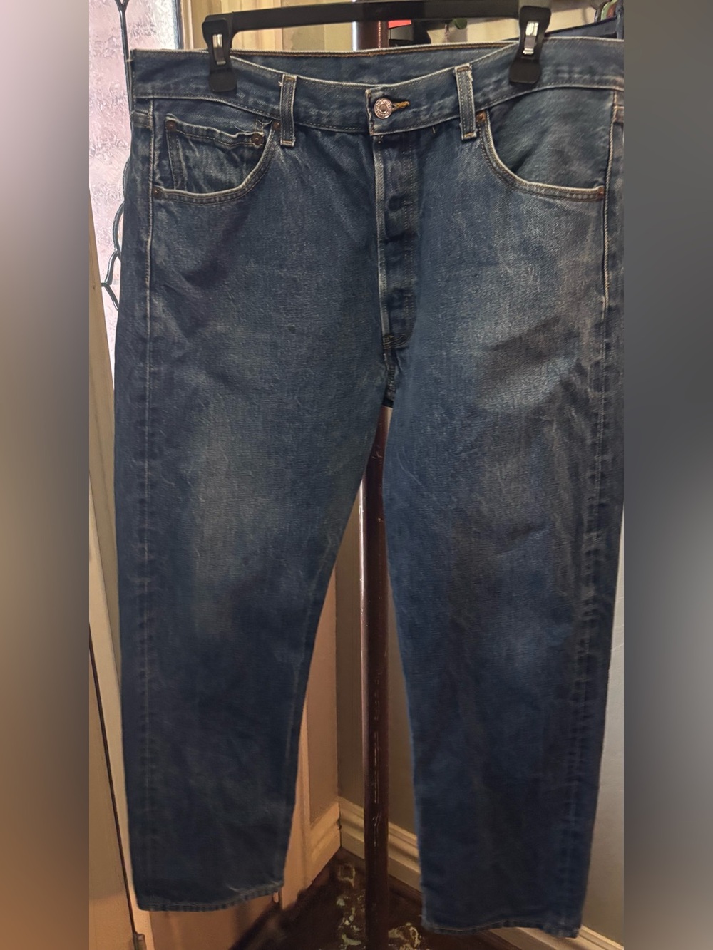 : Levi’s 501 Jeans Men’s 36x32 Blue Denim Straight Leg Button Fly Cotton Faded